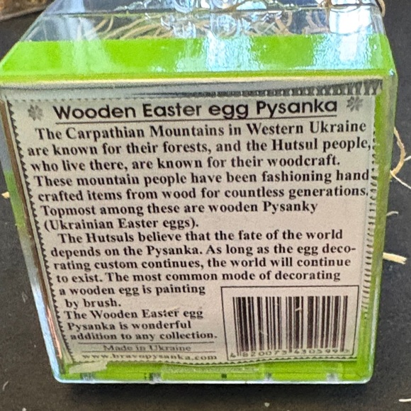 Handcrafted Green Wood Rabbit Easter Egg Called Pysanda - Picture 10 of 10